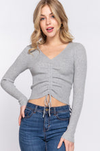 Load image into Gallery viewer, V-Neck Shirring Tie Detail Sweater
