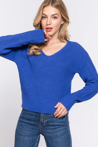 Dolman Sleeve Strappy Open Back Sweater