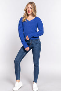 Dolman Sleeve Strappy Open Back Sweater