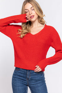 Dolman Sleeve Strappy Open Back Sweater