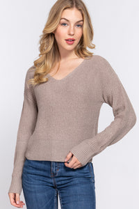 Dolman Sleeve Strappy Open Back Sweater