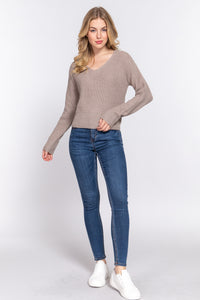 Dolman Sleeve Strappy Open Back Sweater