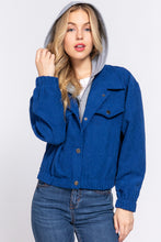 Load image into Gallery viewer, Corduroy Long Sleeve Hoodie Jacket
