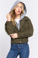 Load image into Gallery viewer, Corduroy Long Sleeve Hoodie Jacket
