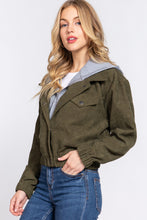 Load image into Gallery viewer, Corduroy Long Sleeve Hoodie Jacket
