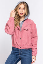 Load image into Gallery viewer, Corduroy Long Sleeve Hoodie Jacket
