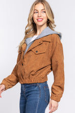 Load image into Gallery viewer, Corduroy Long Sleeve Hoodie Jacket
