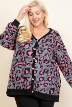 Load image into Gallery viewer, Plus Size Cozy Animal Print Button Up Cardigan
