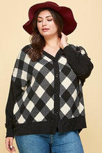 Load image into Gallery viewer, Plus Size Buffalo Plaid Knit Button Up Oversize Cardigan
