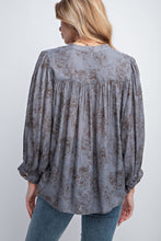 Load image into Gallery viewer, 3/4 Sleeve Crepe Button Down Printed Top
