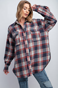 Mineral Washed Plaid Button Down Shirt