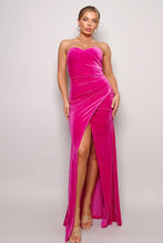 Load image into Gallery viewer, Strapless Sweetheart Maxi Velvet Dress
