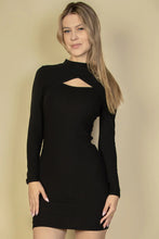 Load image into Gallery viewer, Ribbed Cut Out Front Long Sleeve Bodycon Mini Dress
