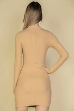 Load image into Gallery viewer, Ribbed Cut Out Front Long Sleeve Bodycon Mini Dress
