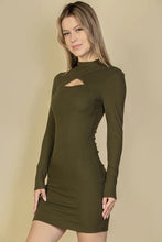 Load image into Gallery viewer, Ribbed Cut Out Front Long Sleeve Bodycon Mini Dress
