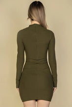 Load image into Gallery viewer, Ribbed Cut Out Front Long Sleeve Bodycon Mini Dress
