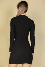 Load image into Gallery viewer, Ribbed Cut Out Front Long Sleeve Bodycon Mini Dress
