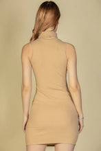 Load image into Gallery viewer, Ribbed Turtle Neck Sleeveless Bodycon Mini Dress
