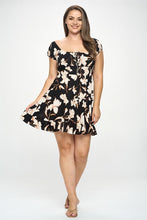 Load image into Gallery viewer, Plus Size Big Floral Front Tie Ruffle Mini Dress
