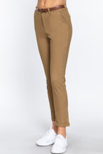 Load image into Gallery viewer, Cotton-Spandex Twill Belted Long Pants
