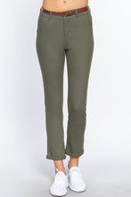 Load image into Gallery viewer, Cotton-Spandex Twill Belted Long Pants
