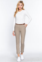 Load image into Gallery viewer, Cotton-Spandex Twill Belted Long Pants
