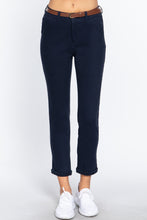 Load image into Gallery viewer, Cotton-Spandex Twill Belted Long Pants
