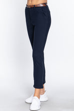 Load image into Gallery viewer, Cotton-Spandex Twill Belted Long Pants
