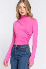 Load image into Gallery viewer, Long Sleeve High Neck Shirring Detail Knit Bodysuit
