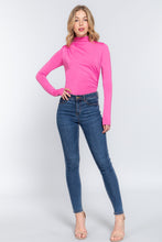 Load image into Gallery viewer, Long Sleeve High Neck Shirring Detail Knit Bodysuit
