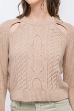 Load image into Gallery viewer, Knit Pullover Sweater With Cutout Shoulder Detail
