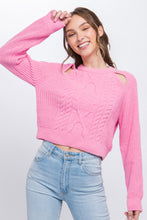 Load image into Gallery viewer, Knit Pullover Sweater With Cutout Shoulder Detail
