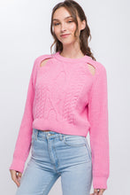 Load image into Gallery viewer, Knit Pullover Sweater With Cutout Shoulder Detail
