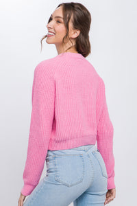 Knit Pullover Sweater With Cutout Shoulder Detail