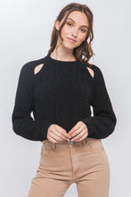 Load image into Gallery viewer, Knit Pullover Sweater With Cutout Shoulder Detail
