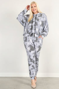 Tie-Dye Print Pullover Hoodie And Sweatpants