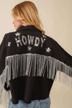 Load image into Gallery viewer, Howdy Sequin Fringe And Star Patches Jacket
