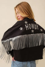 Load image into Gallery viewer, Howdy Sequin Fringe And Star Patches Jacket
