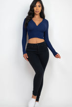 Load image into Gallery viewer, Ribbed Wrap Front Long Sleeve Top
