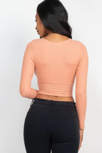 Load image into Gallery viewer, Ribbed Wrap Front Long Sleeve Top
