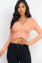 Load image into Gallery viewer, Ribbed Wrap Front Long Sleeve Top
