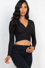 Load image into Gallery viewer, Ribbed Wrap Front Long Sleeve Top
