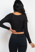 Load image into Gallery viewer, Ribbed Wrap Front Long Sleeve Top
