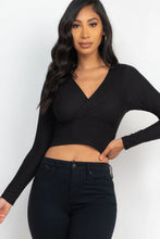 Load image into Gallery viewer, Ribbed Wrap Front Long Sleeve Top
