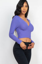 Load image into Gallery viewer, Ribbed Wrap Front Long Sleeve Top
