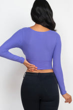 Load image into Gallery viewer, Ribbed Wrap Front Long Sleeve Top
