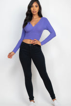 Load image into Gallery viewer, Ribbed Wrap Front Long Sleeve Top
