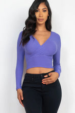 Load image into Gallery viewer, Ribbed Wrap Front Long Sleeve Top
