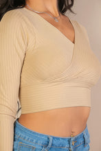 Load image into Gallery viewer, Ribbed Wrap Front Long Sleeve Top
