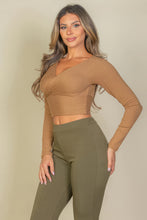 Load image into Gallery viewer, Ribbed Wrap Front Long Sleeve Top
